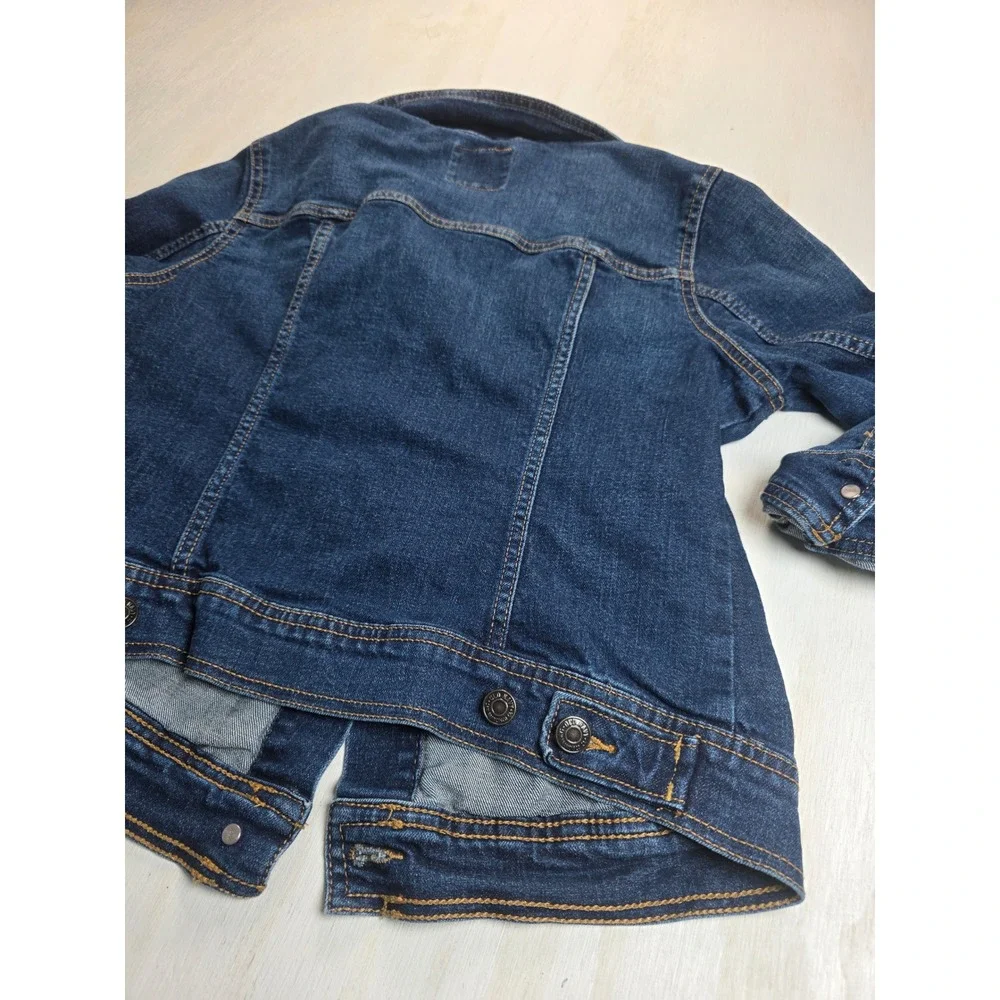 Old Navy Kids Denim Trucker Jacket Dark Wash Blue Size M Boho Western Classic